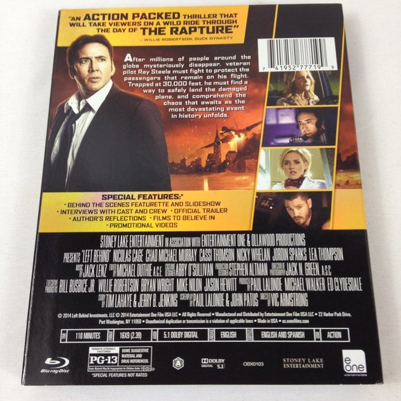 Left Behind - 2014 - Nicolas Cage - Blu ray - DVD - w/-Slipcover - Used - Picture 2 of 5